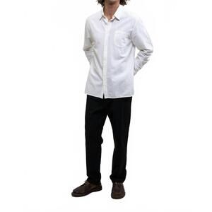 NEW RHYTHM. classic long sleeve linen shirt top in white